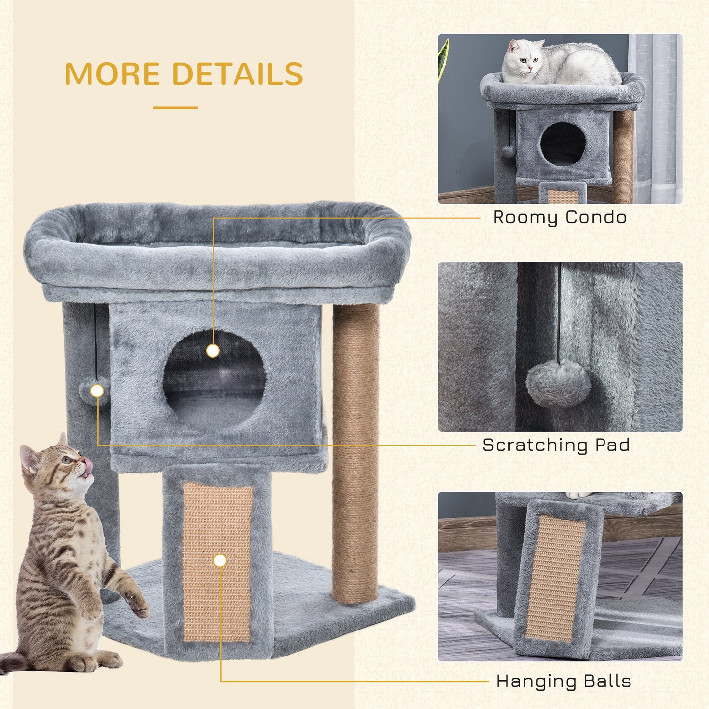 Cat Tree Tower For Indoor Cats Climbing Activity Center Aosom UK