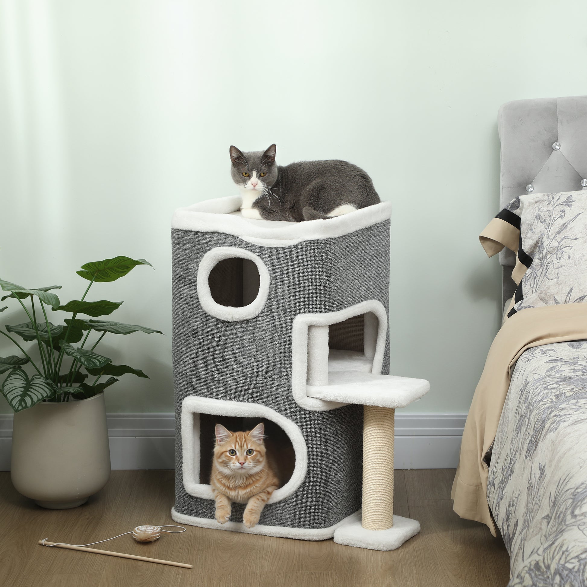 75 Cm Cat Tree Tower Condo For Indoor Cats With Scratching Aosom UK