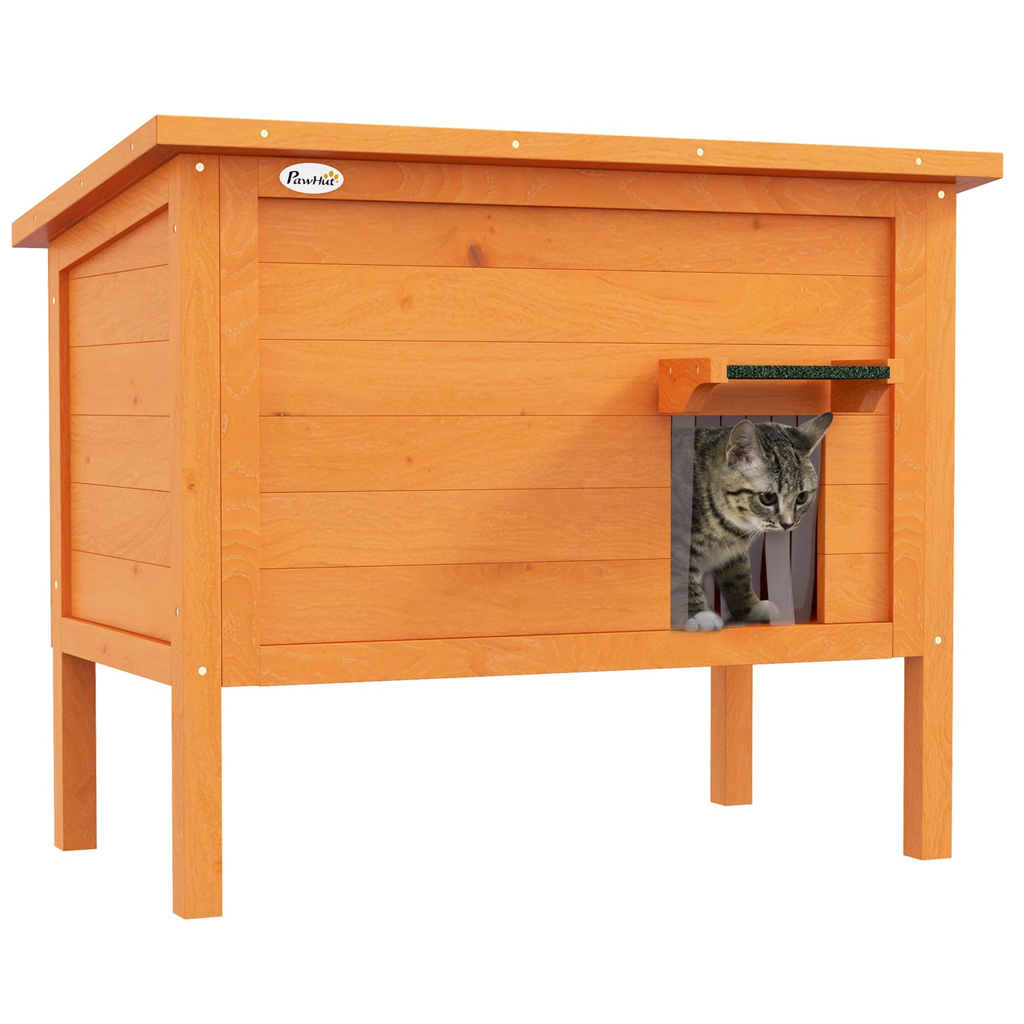 Feral Cat House Wooden Insulated With Removable Floor Water Aosom UK Default Title