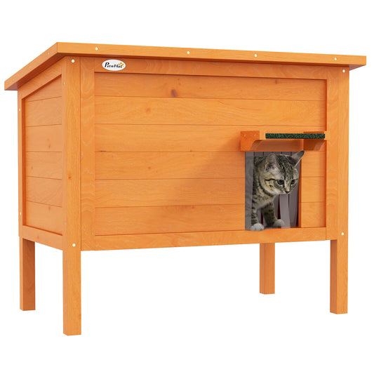 Feral Cat House Wooden Insulated With Removable Floor Water Aosom UK Default Title