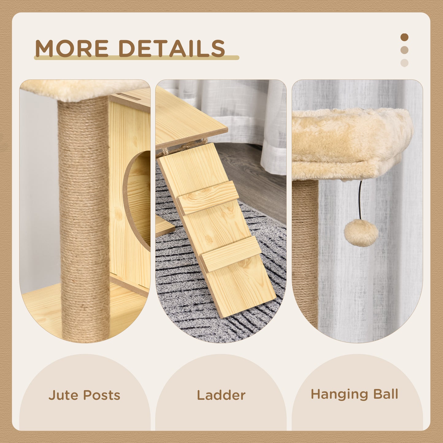 130Cm Cat Tree For Indoor Cats Multi Level Plush Tower Aosom UK
