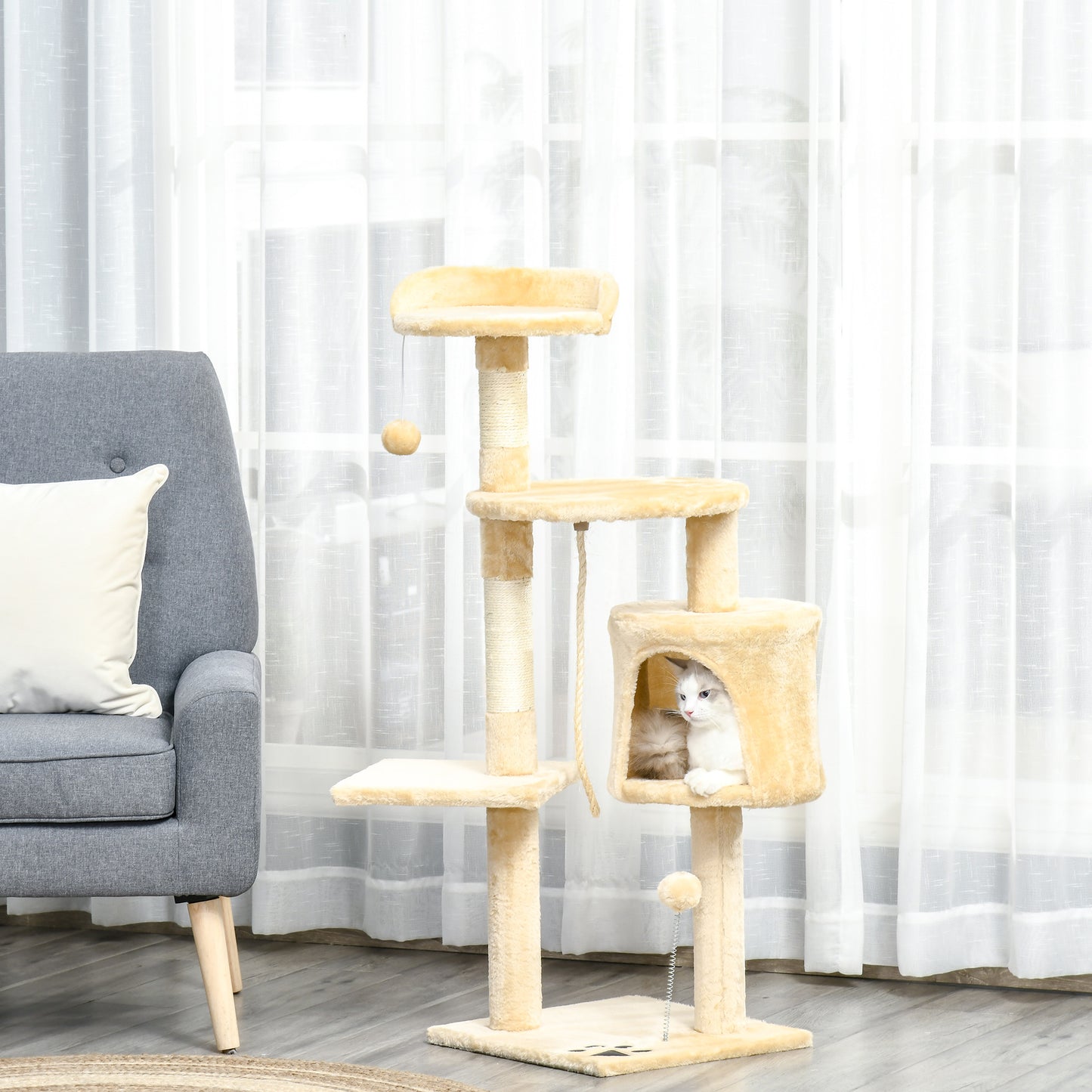 Cat Tree House Multi Level Activity Centre With Scratching Aosom UK