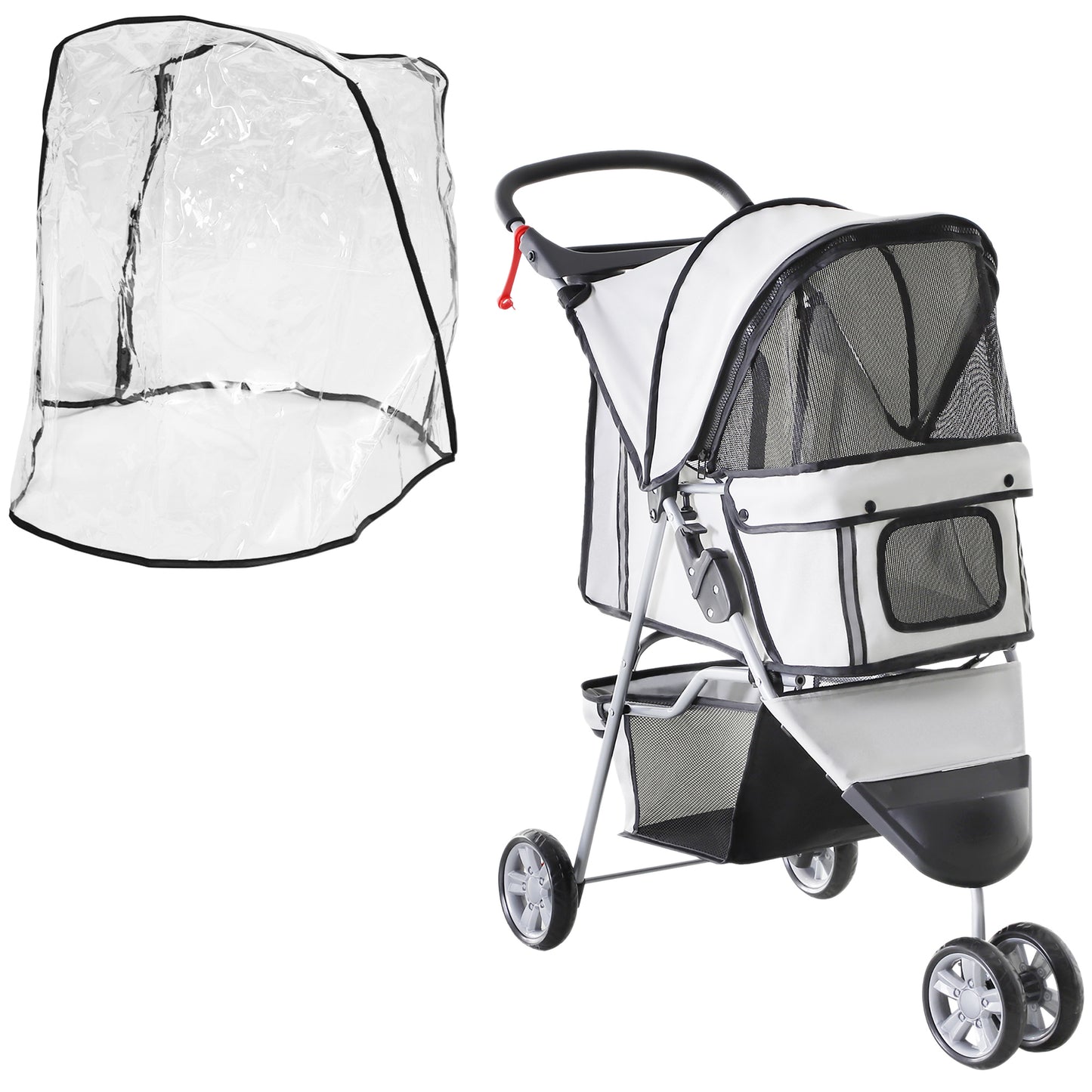 Small Dog Stroller With Cover Folding Cat Pram Pushchair Aosom UK Default Title