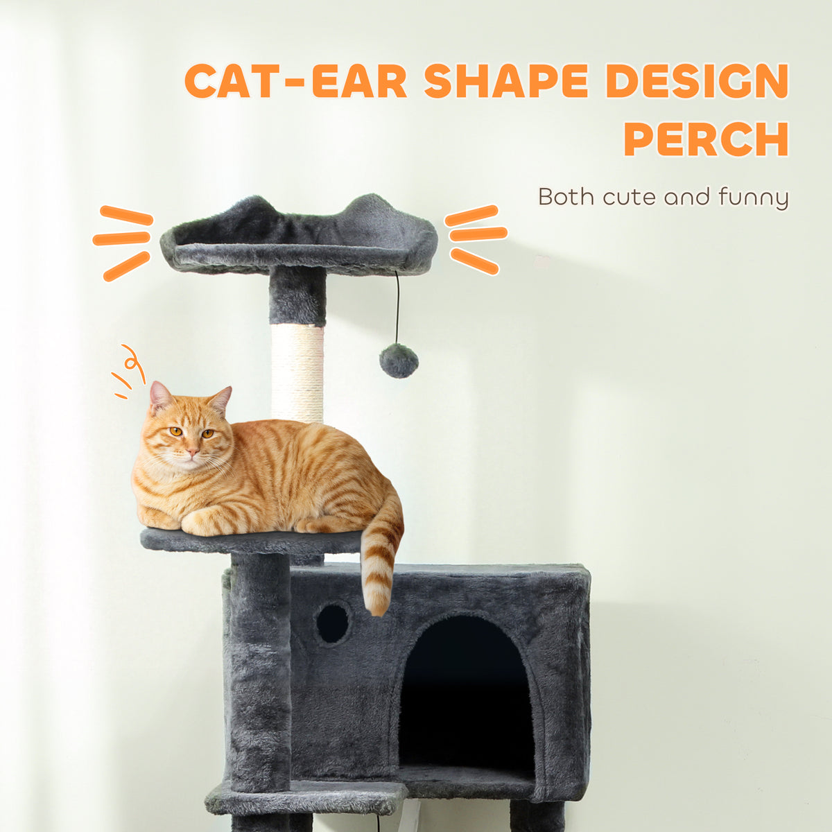 PawHut 180cm Large Cat Tree Tower with Sisal Scratching Posts, Condos, Plush Perches, Hammock, Ladder, Dark Grey PawHut