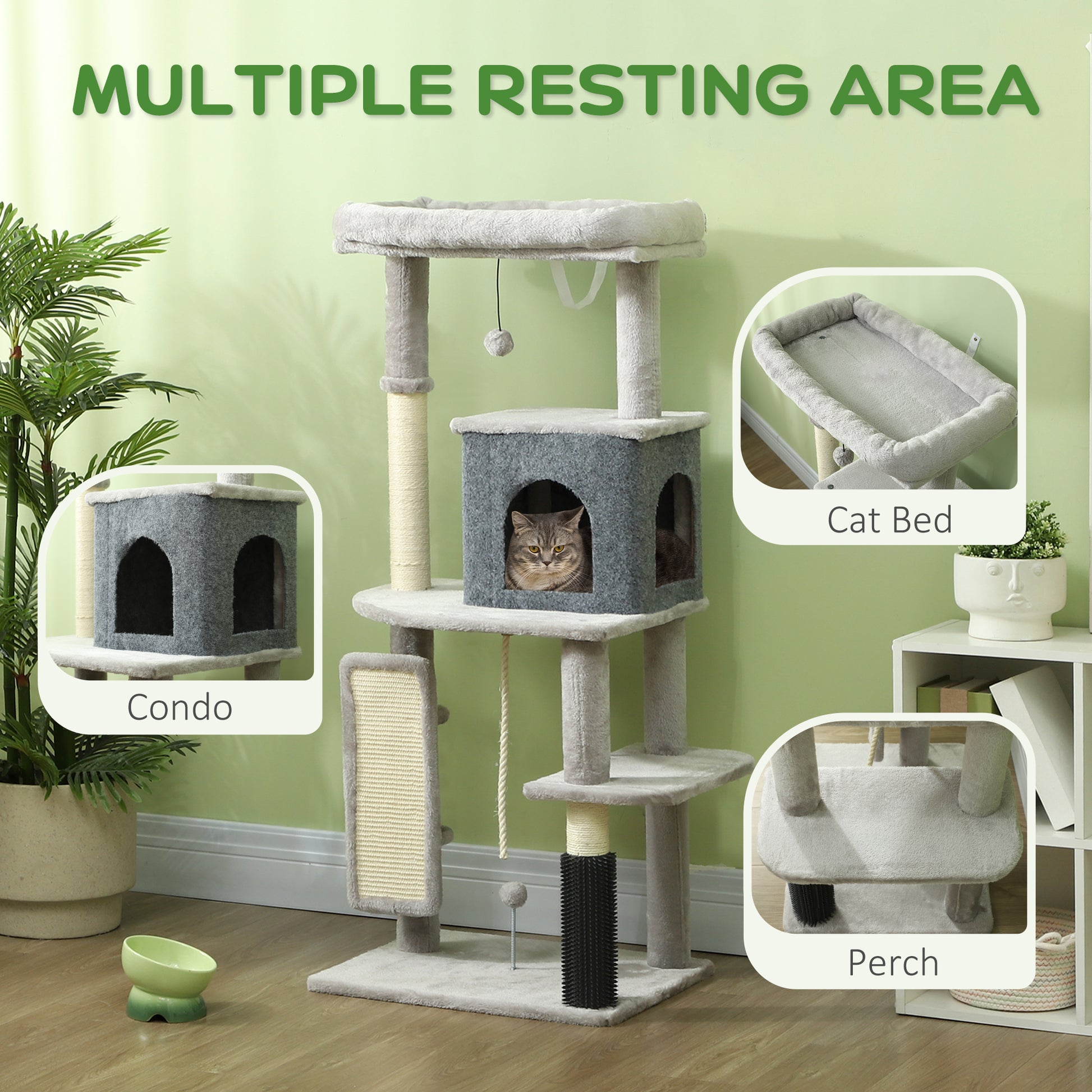Cat Tree W Scratching Posts Pad Bed House Jumping Platform Aosom UK