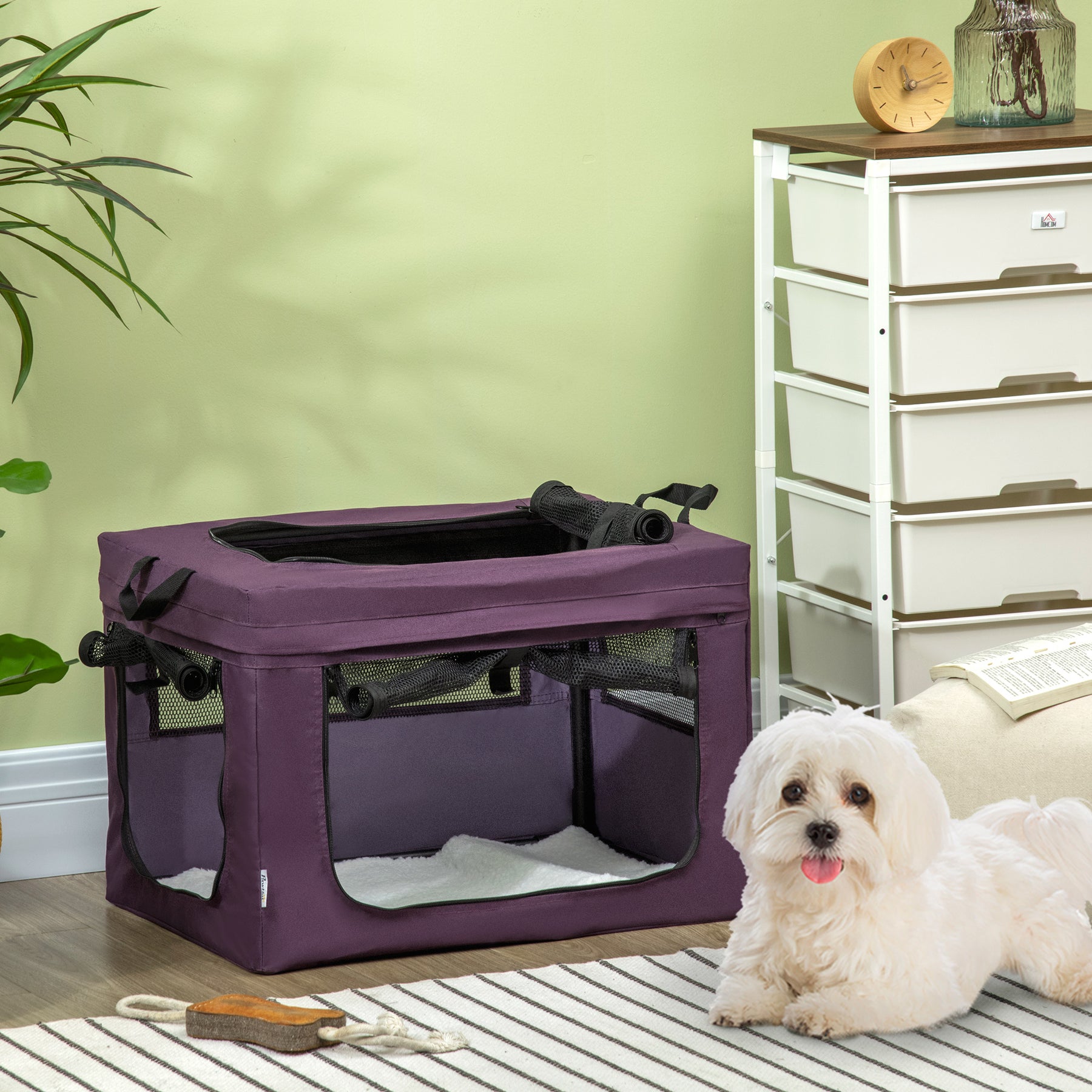 Portable Pet Carrier, Foldable Travel Bag for Small Dogs and Cats, Lightweight and Breathable, Purple