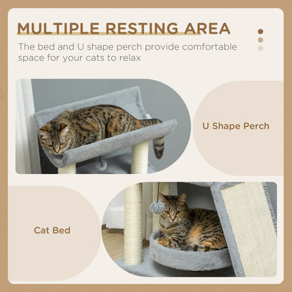 Cat Tree Tower Scratching Posts Cosy Bed Perch Interactive Aosom UK