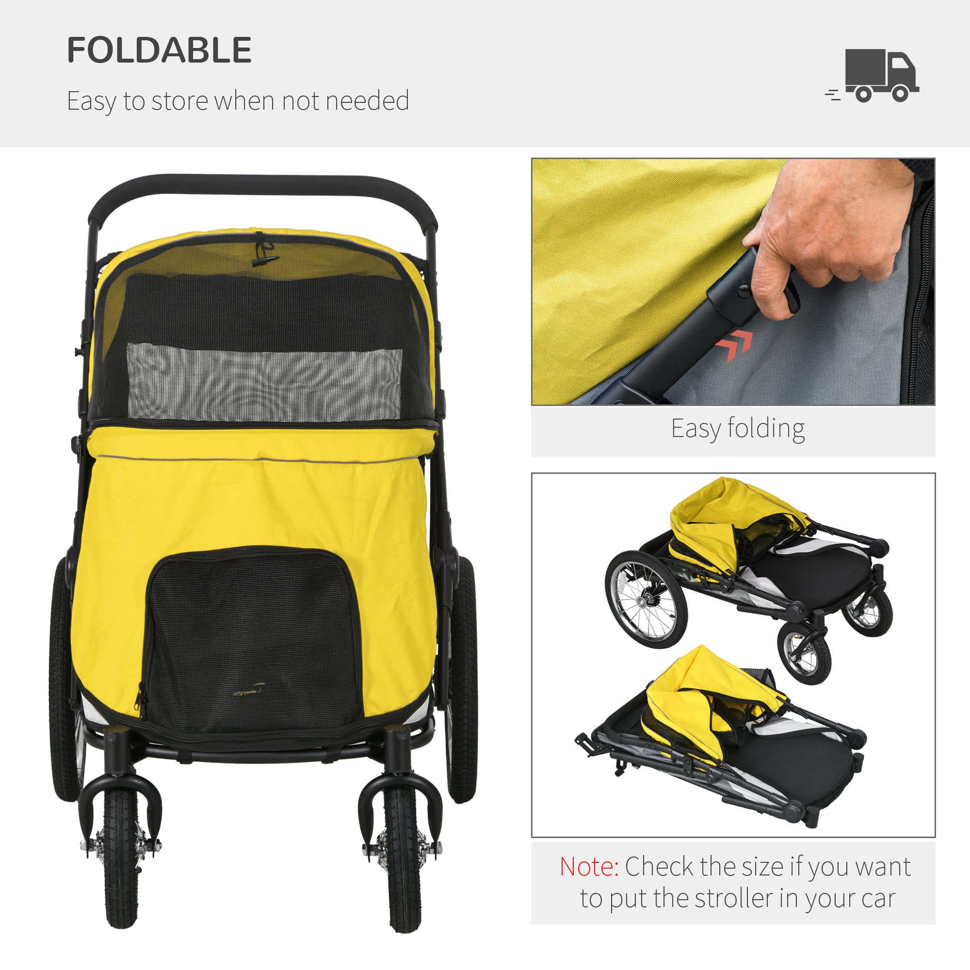 Foldable Pet Stroller With Washable Cushion Storage Bags Aosom UK