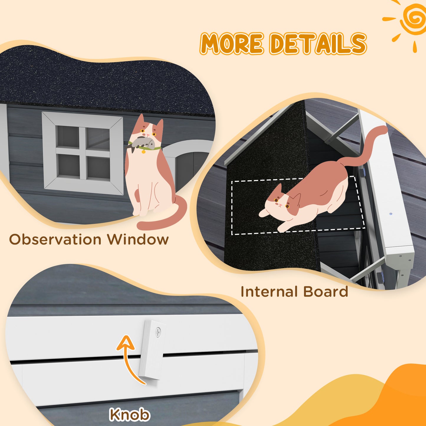 Outdoor Cat House Wooden Feral Shelter Waterproof Hide With Aosom UK