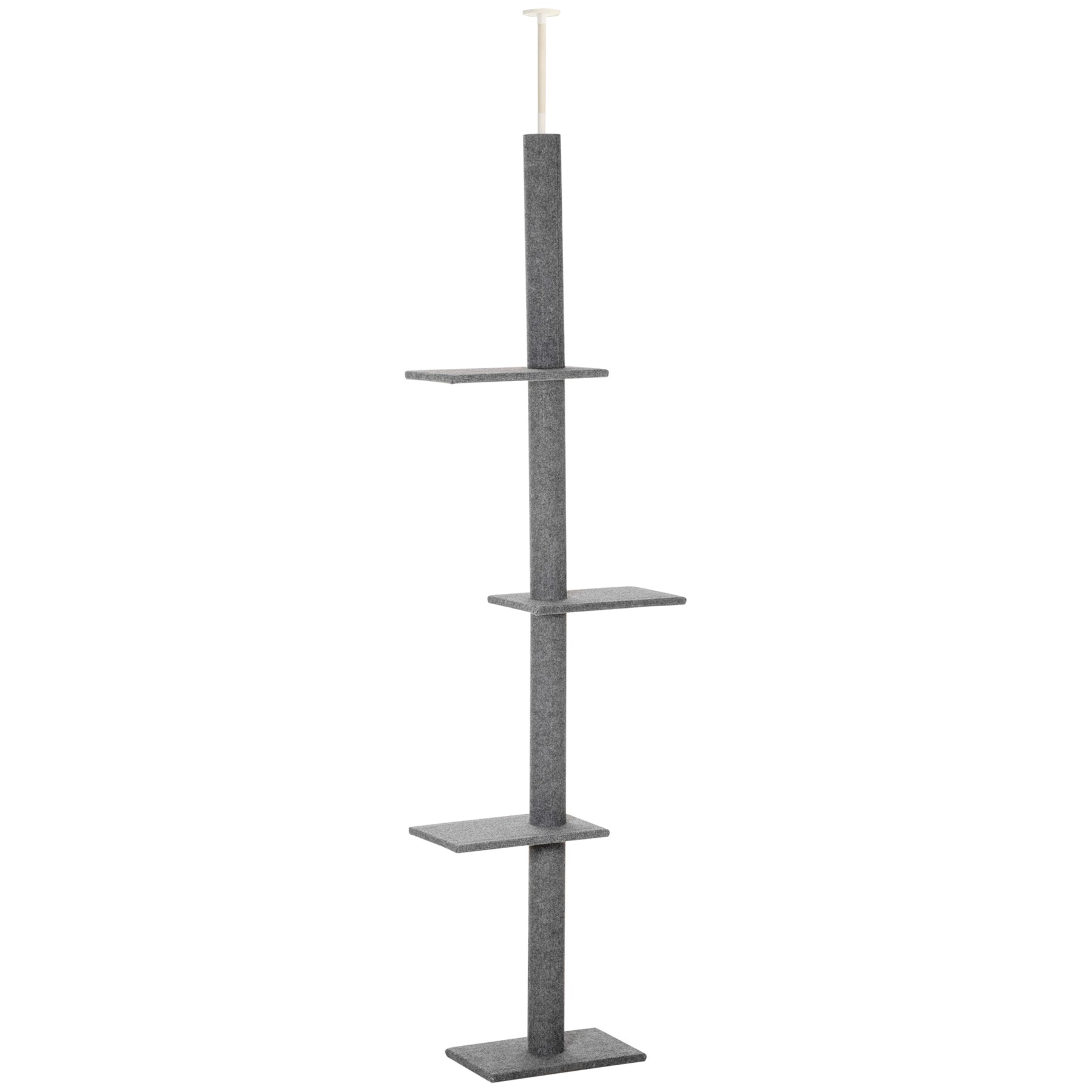 Cat Tree Tower, Floor to Ceiling with 3 Perches, Scratching Posts, Activity Centre for Kittens, Grey