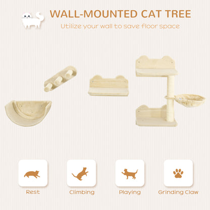 Wall Mounted Cat Shelves Set Climbing Activity Centre Aosom UK