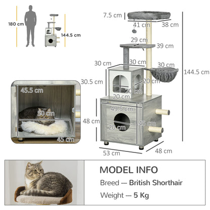 Enclosed Cat Litter Box With House Bed Scratching Posts Aosom UK