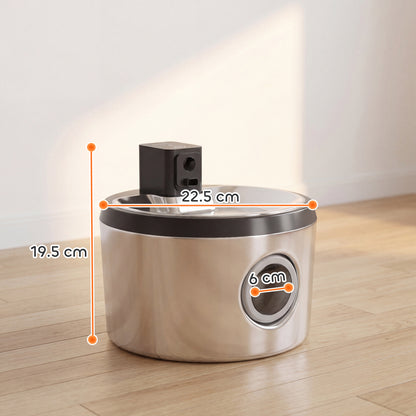 PawHut Wireless Stainless Steel Cat Water Fountain – 4L Cordless Pet Drinking Fountain Wireless Cat Water Fountain PawHut