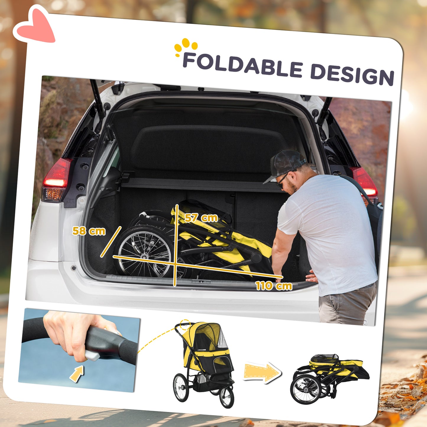 Pet Stroller Jogger For Medium Small Dogs Foldable Cat Pram Aosom UK