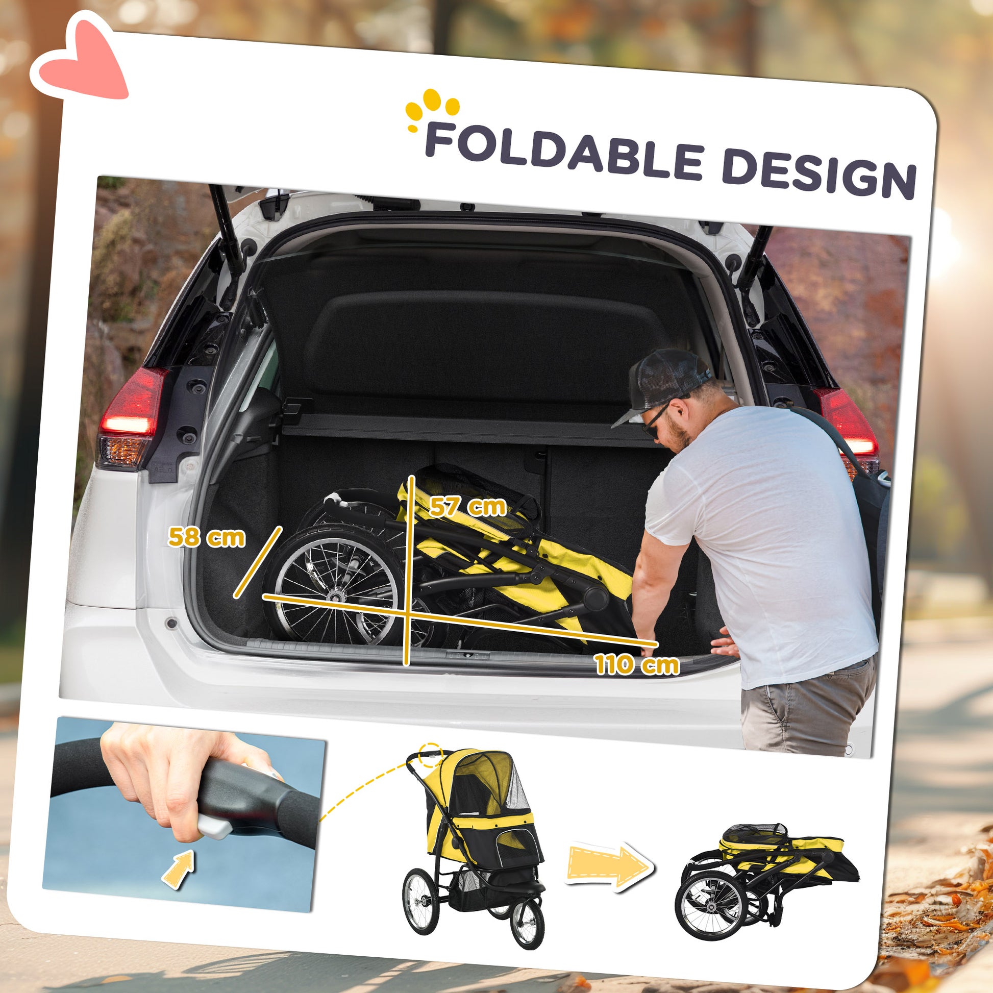 Pet Stroller Jogger For Medium Small Dogs Foldable Cat Pram Aosom UK