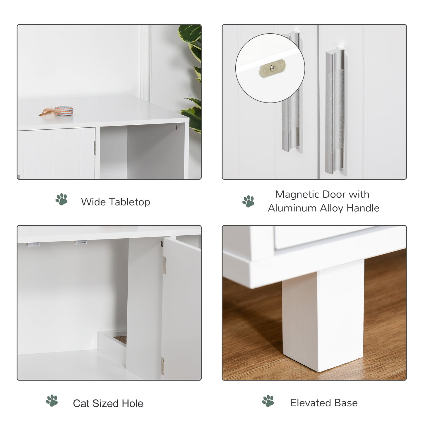Wooden Cat Litter Box Enclosure House With Nightstand End Aosom UK