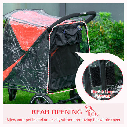 One Click Foldable Pet Travel Stroller With Rain Cover Cat Aosom UK