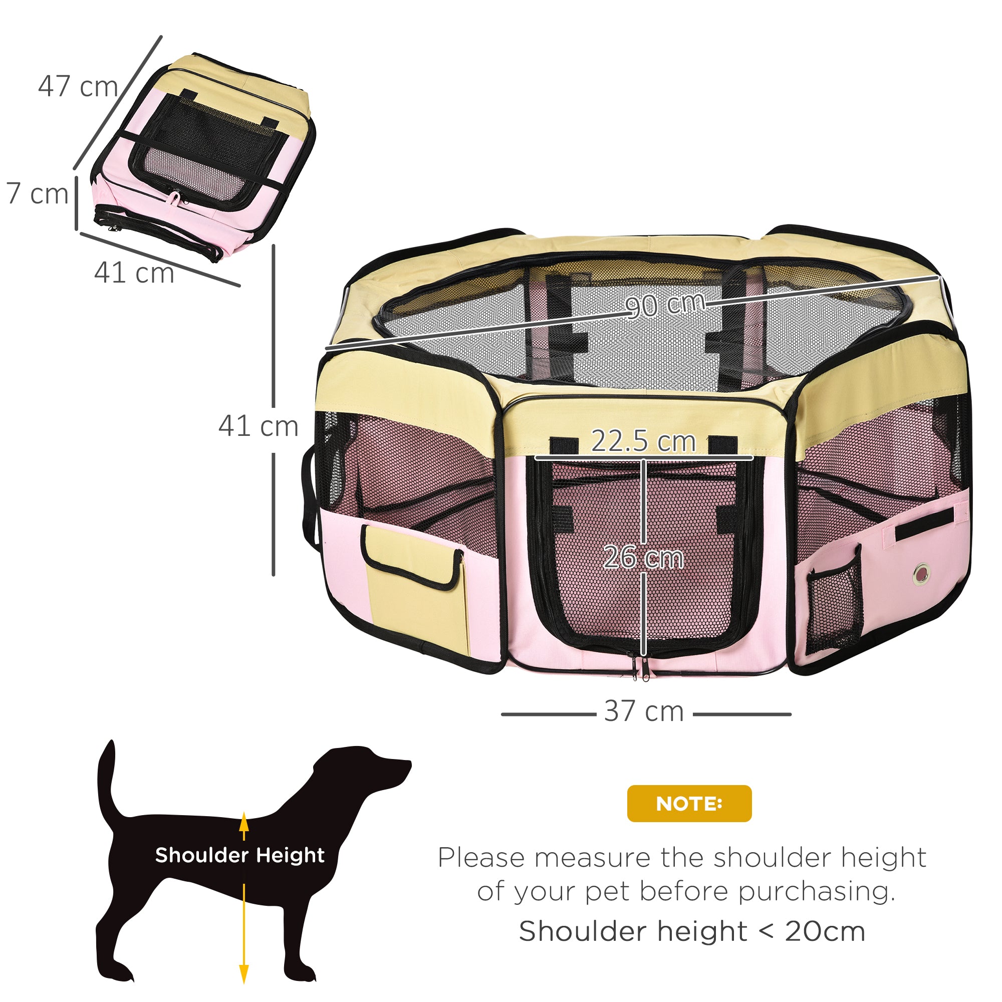 Small Pet Playpen, Fabric Enclosure for Dogs, Cats, Rabbits, Guinea Pigs, Pink