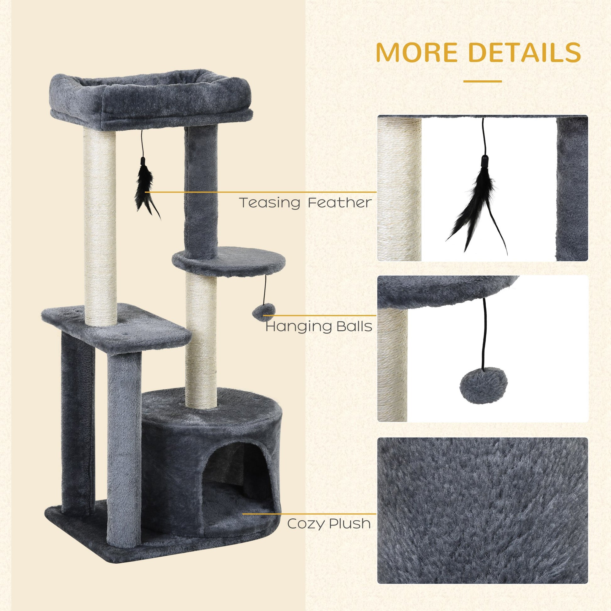 Cat Tree Tower Multi Activity Centre With Perch House Aosom UK