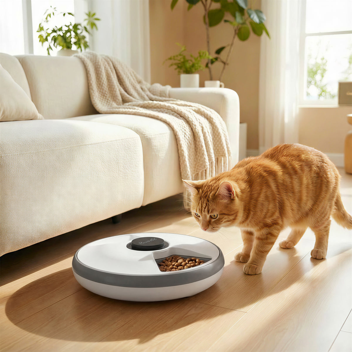 PawHut Automatic Cat Feeder Programmable Timer for Dry Wet Food Cat Food Dispenser with Ice Pack for 6 Meals PawHut