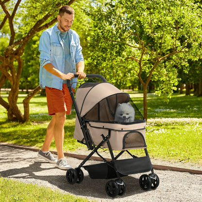 Pet Stroller Pushchair Foldable Travel Dog Cat Carriage Aosom UK