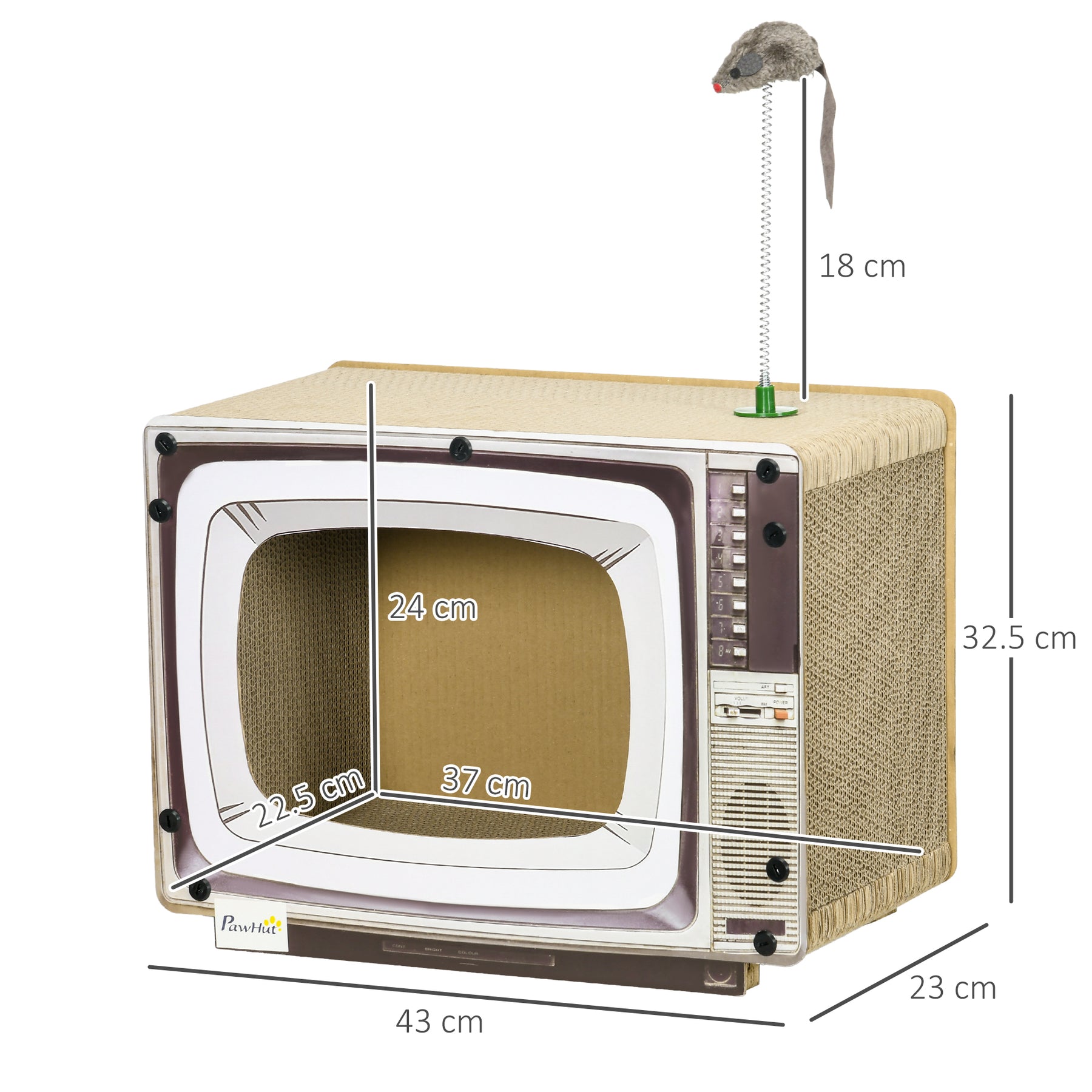 TV-Shaped Scratching Board with Scratcher, Catnip, Toy Rat, Cat Scratcher for Indoor Cats