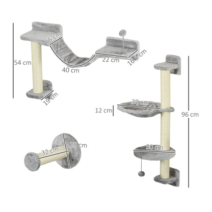 Cat Shelves Fit Up To 5Kg 4 Piece Set With Hammock Perches Aosom UK