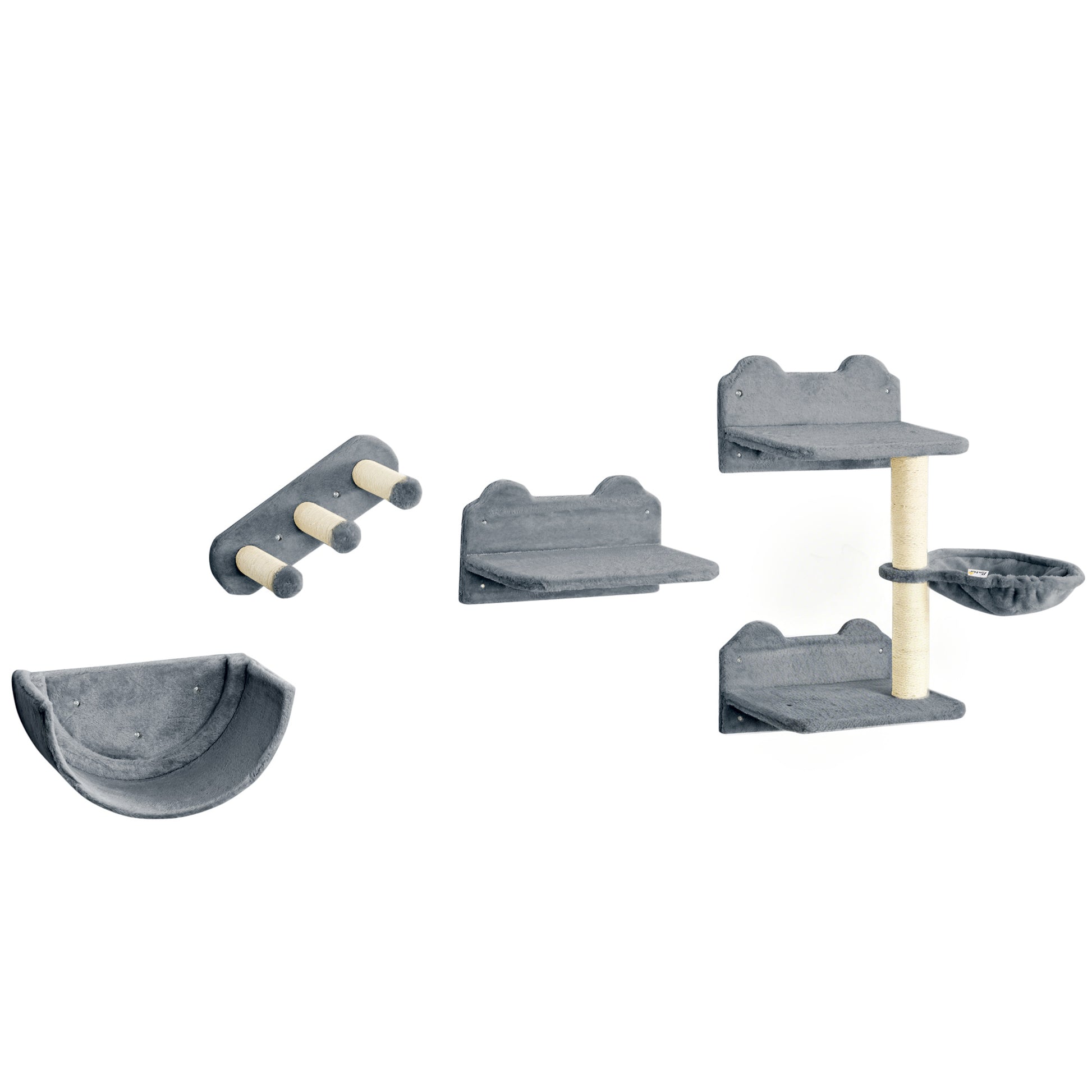 Cat Shelves Fit Up To 5Kg 4 Piece Set With Scratching Post Aosom UK Default Title