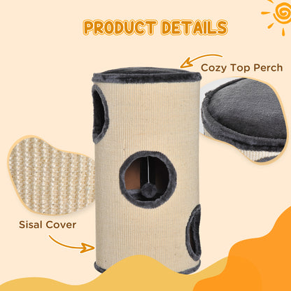 PawHut 70cm Cat Scratching Barrel with Sisal Post, Condo & Bed Cat Scratchers & Scratching Posts PawHut