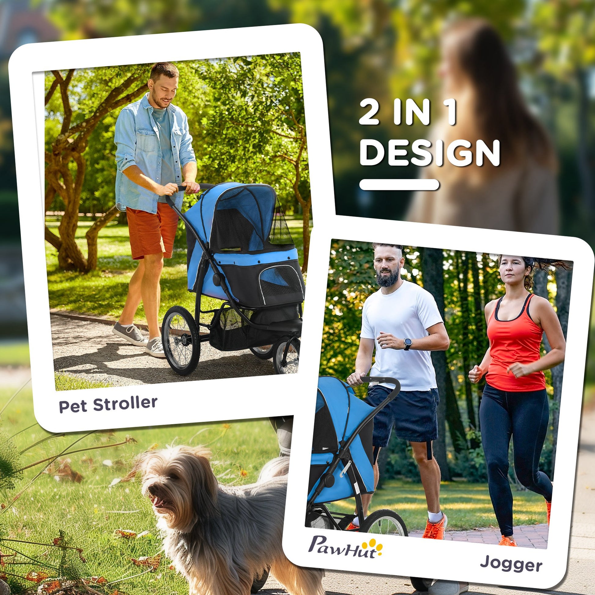 Pet Stroller Dog Pram Foldable Pushchair Cat Travel Aosom UK