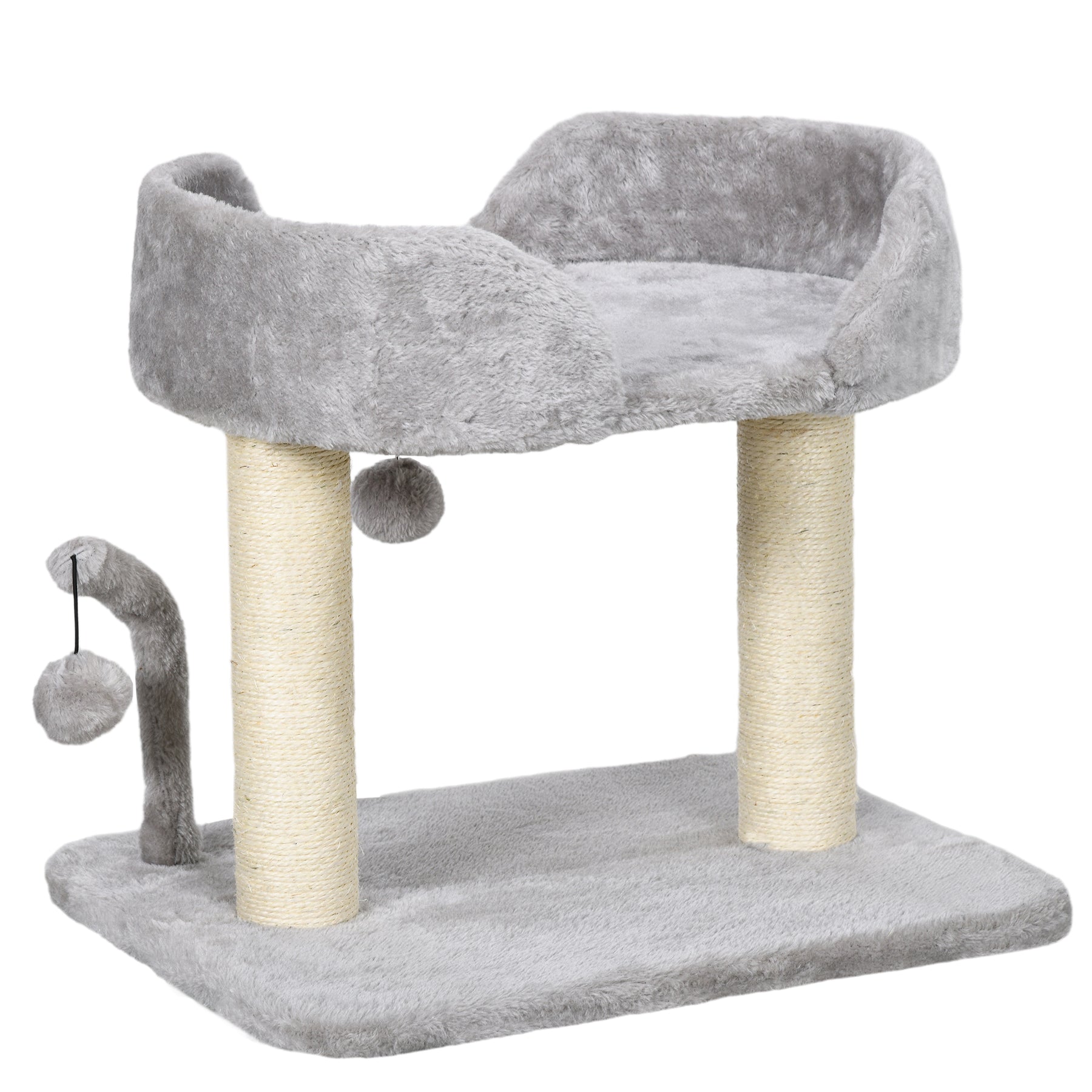 Indoor Cat Tree: Compact Activity Centre with Sisal Scratching Post & Toy Balls, Light Grey