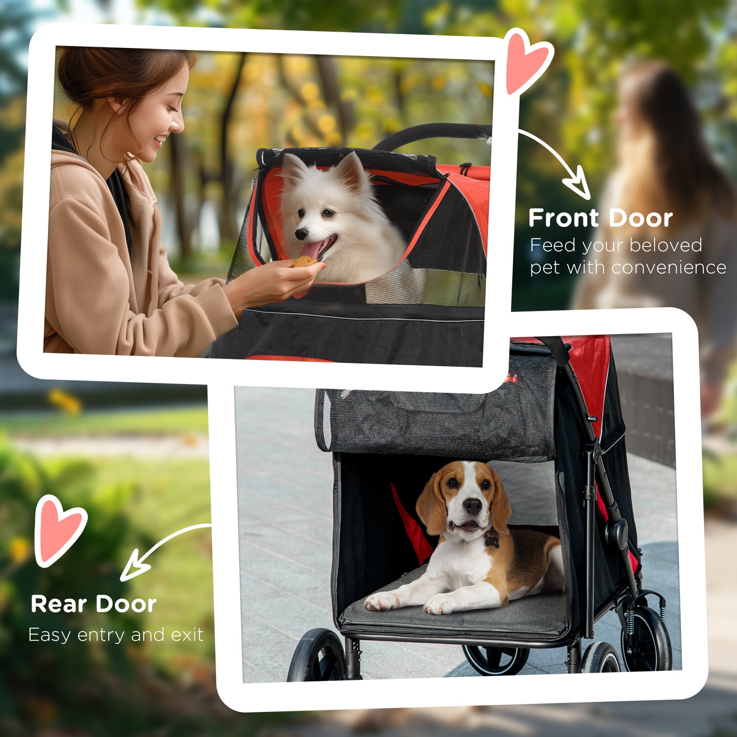 Pet Stroller With Universal Front Wheels Shock Absorber One Aosom UK