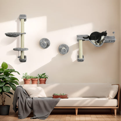 Cat Shelves Fit Up To 5Kg 4 Piece Set With Hammock Perches Aosom UK