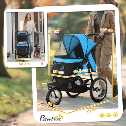 Pet Stroller Dog Pram Foldable Pushchair Cat Travel Aosom UK