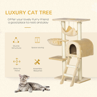 Cat Tree With Scratching Post Hammock Condo Basket Ladder Aosom UK