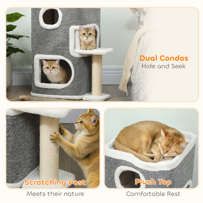 75 Cm Cat Tree Tower Condo For Indoor Cats With Scratching Aosom UK