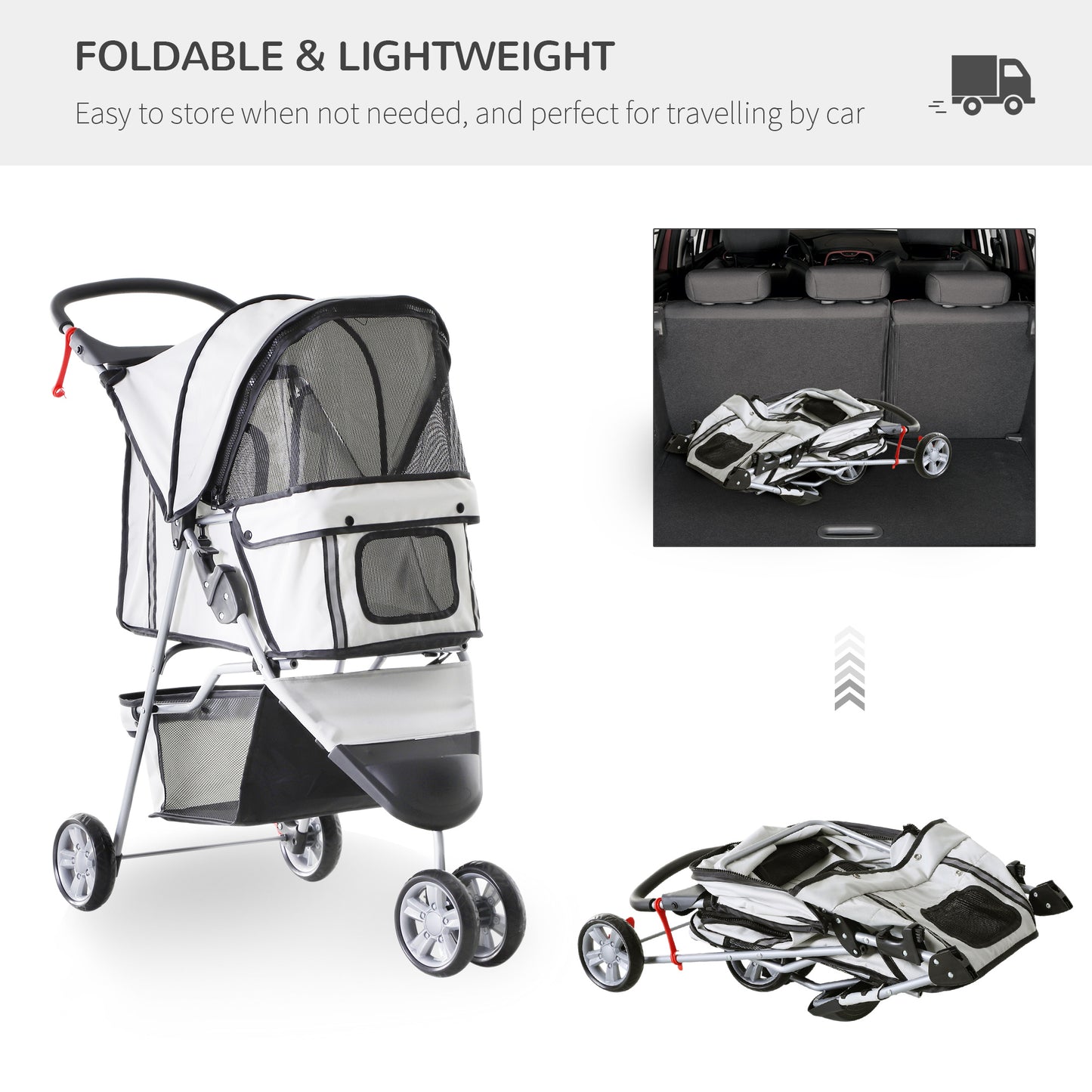 Small Dog Stroller With Cover Folding Cat Pram Pushchair Aosom UK