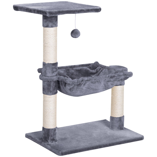 Cat Scratching Post 2 Tier With Sisal Rope And Dangle Toy