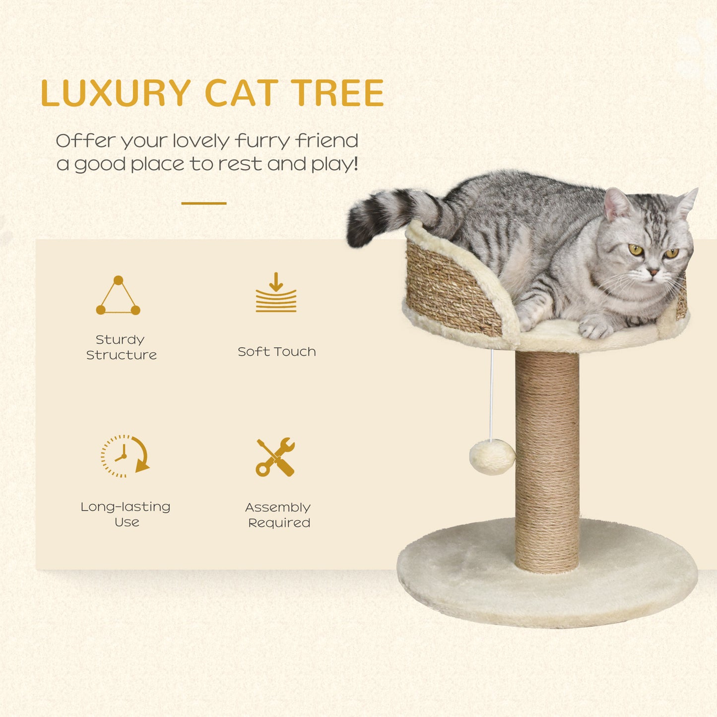Cat Tree Tower Basics With Bed Scratching Post Activity Aosom UK