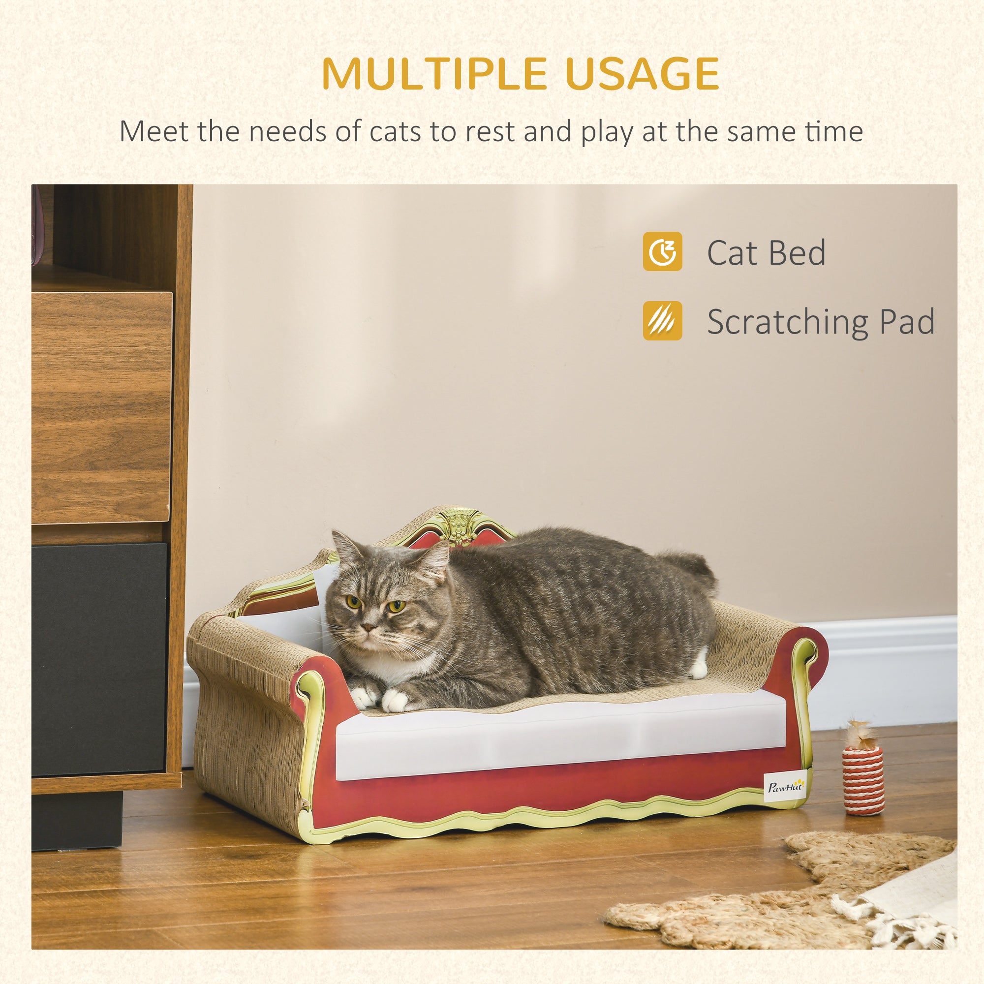 Cat Scratcher Lounge Sofa, Durable Cardboard Bed with Catnip, Stylish & Eco-Friendly