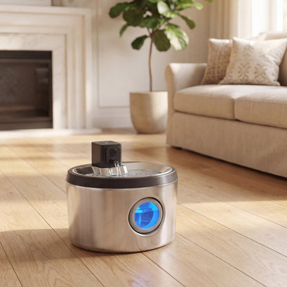 PawHut Wireless Stainless Steel Cat Water Fountain – 4L Cordless Pet Drinking Fountain Wireless Cat Water Fountain PawHut