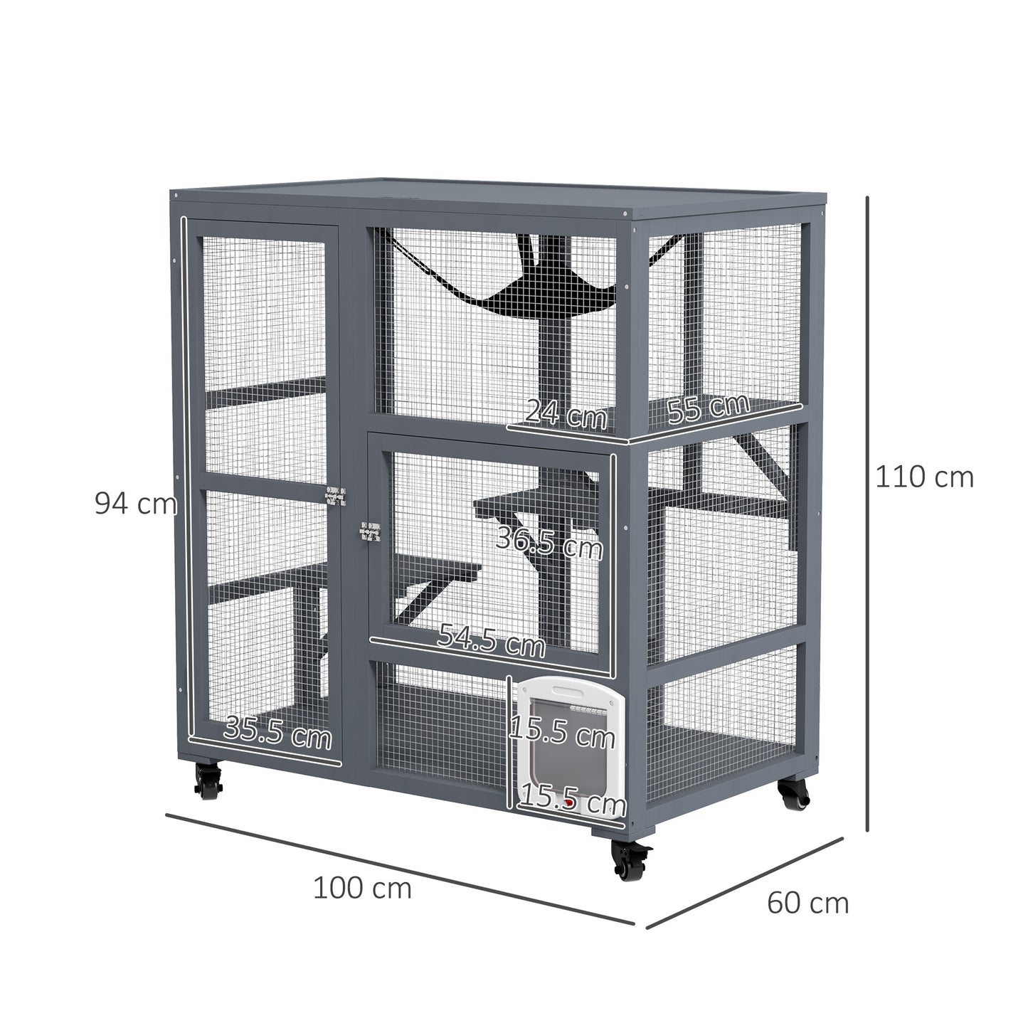 Cat Cage House Catio Outdoor Enclosure On Wheels Weather Aosom UK
