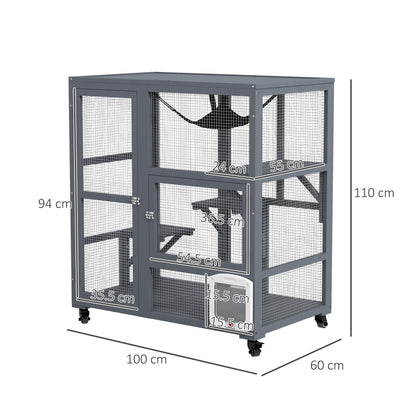 Cat Cage House Catio Outdoor Enclosure On Wheels Weather Aosom UK