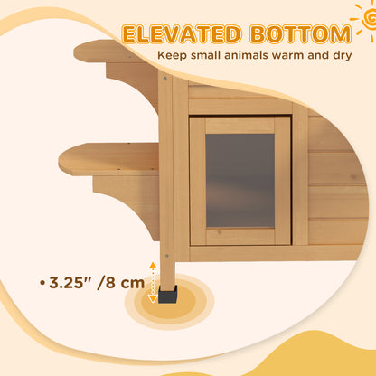 Wooden Cat House Condos Cave Pet Shelter 2 Floor Villa Aosom UK