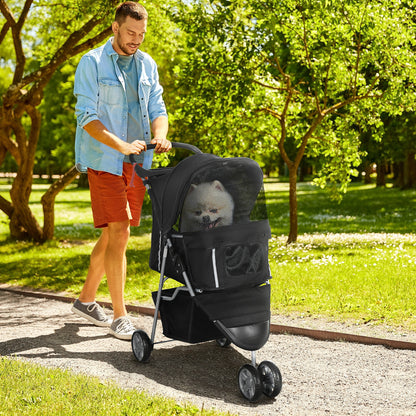 Pet Travel Stroller Cat Dog Pushchair Trolley Puppy Jogger Aosom UK