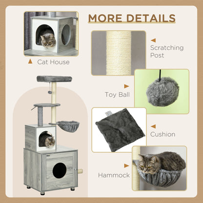 Enclosed Cat Litter Box With House Bed Scratching Posts Aosom UK