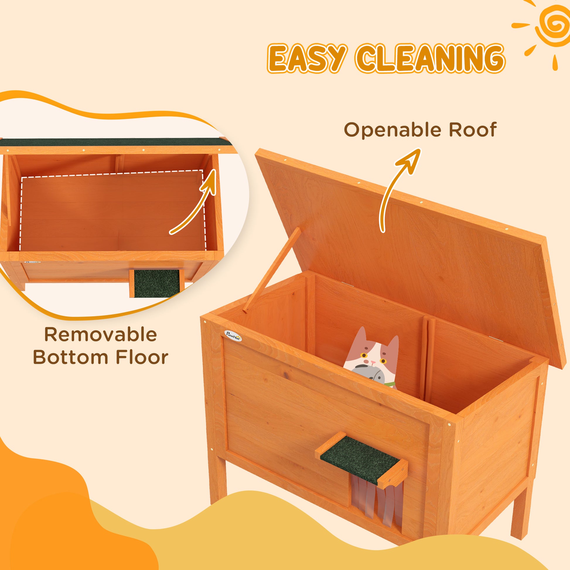 Feral Cat House Wooden Insulated With Removable Floor Water Aosom UK