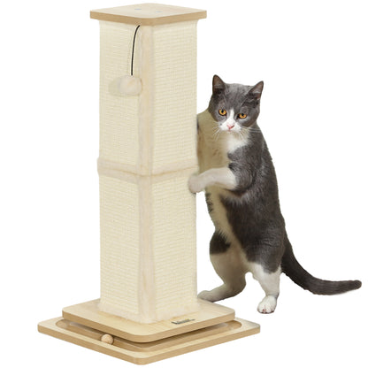 PawHut 3-in-1 Cat Scratching Post, 67cm Cat Scratcher w/ Track Ball Toy, Oak Tone PawHut Default Title