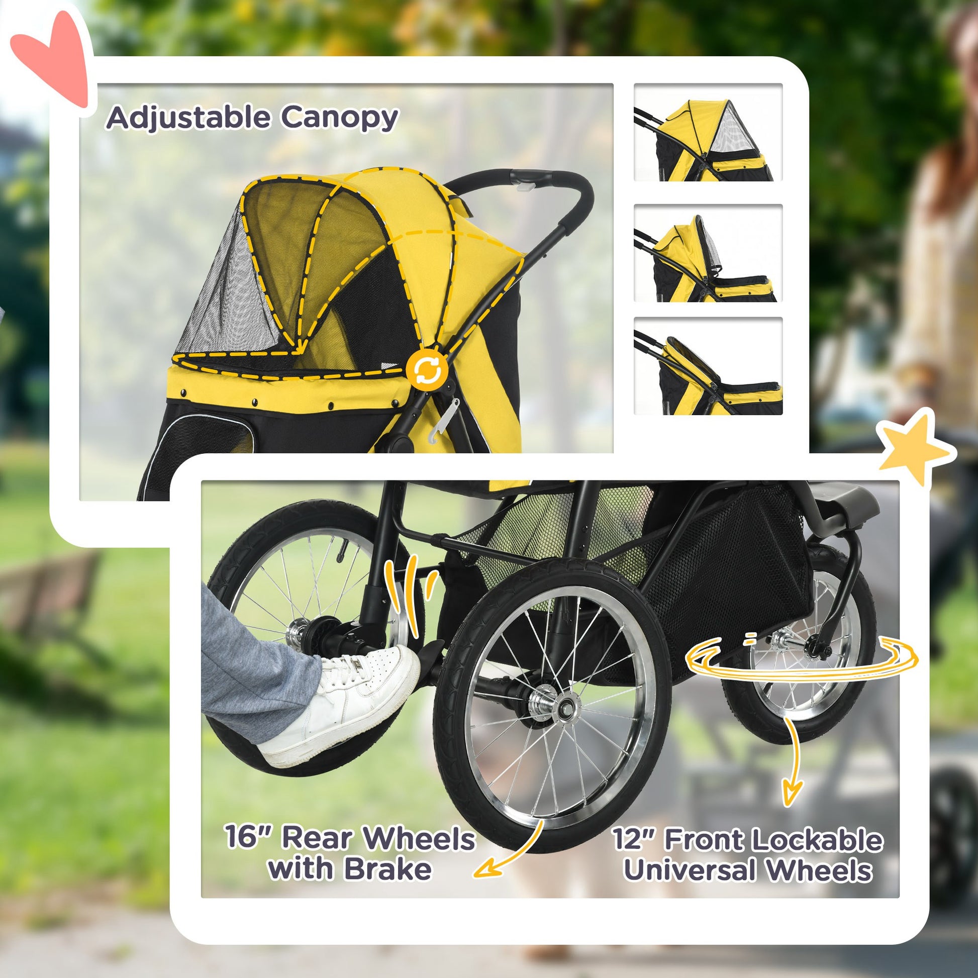Pet Stroller Jogger For Medium Small Dogs Foldable Cat Pram Aosom UK