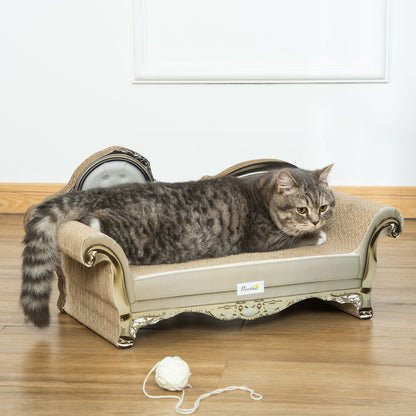 Cat Corrugated Paper Scratching Bed Pad Board Toy Pet Aosom UK